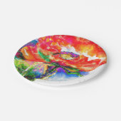 Elegante rode klaproos classic rode bloemenwaterve papieren bordje (Gekanteld)