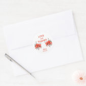 Elegante rode klaproos groen liefde & Bedankt Ronde Sticker (Envelop)