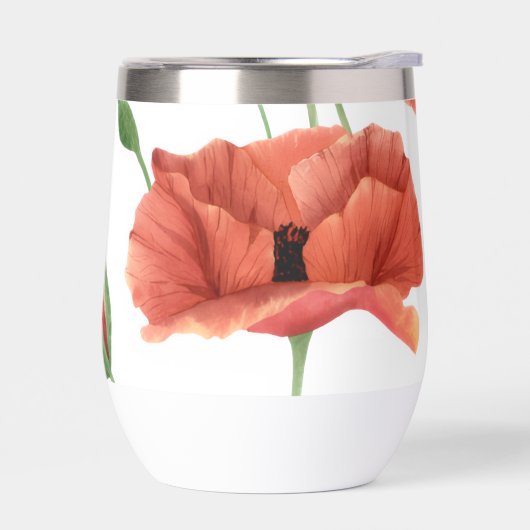 Elegante Rode Klaproos Wilde Bloem Patroon (Links)