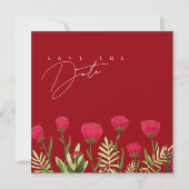 Elegante Rode Klaproos Wilde Bloemen Bruiloft Save The Date (Voorkant)