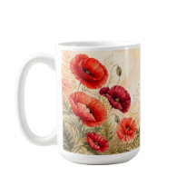 Elegante Rode Klaprozen Waterverf Bloemen
