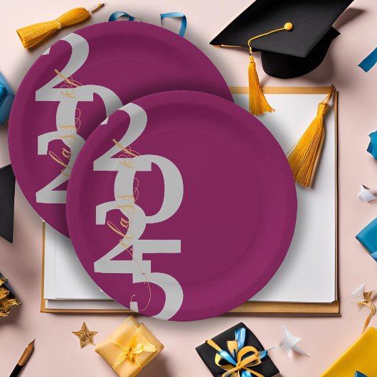 Elegante rode klasse van 2025 Graduation Party Papieren Bordje