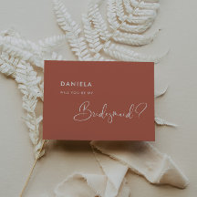 Elegante Rode klei Bruidsmeisje voorstel kaart