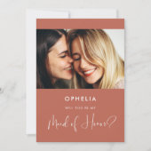 Elegante rode klei Maid of Honor voorstelkaart Kaart (Voorkant)