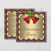 Elegante rode klokken rode luipaard kerstfeest kaart (Voorkant / Achterkant)