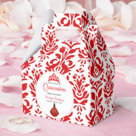 Elegante rode koninklijke quinceañera bedankdoosjes