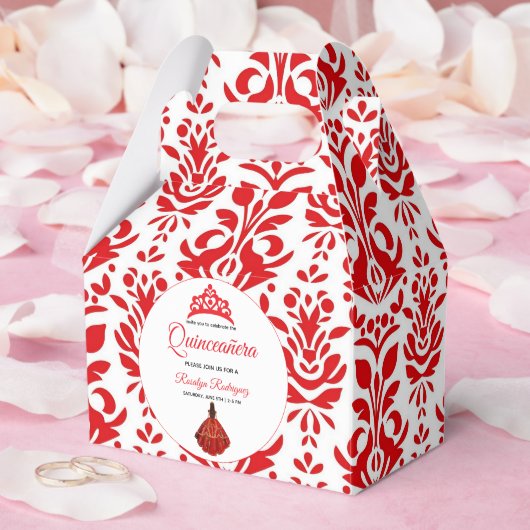 Elegante rode koninklijke quinceañera bedankdoosjes (Huwelijk)