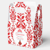 Elegante rode koninklijke quinceañera bedankdoosjes (Geopend)