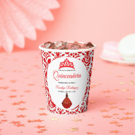 Elegante rode koninklijke quinceañera papieren bekers
