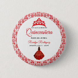 Elegante rode koninklijke quinceañera ronde button 5,7 cm