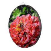Elegante rode koraal bloemenschattige hommel dartbord (Voorkant Rechts)