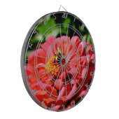 Elegante rode koraal bloemenschattige hommel dartbord (Voorkant Links)