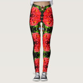 Elegante rode koraal bloemenschattige hommel leggings (Voorkant)