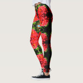Elegante rode koraal bloemenschattige hommel leggings (Links)