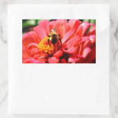 Elegante rode koraal bloemenschattige hommel rechthoekige sticker (Tas)