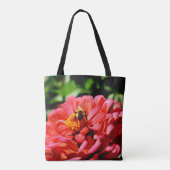 Elegante rode koraal bloemenschattige hommel tote bag (Achterkant)