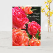 Elegante rode koraal oranje rozen kaart (Gele Bloem)