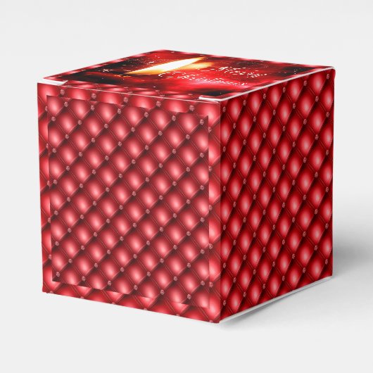 Elegante rode kralen kaars kerst gunst doos bedankdoosjes (Voorkant Zijde)
