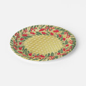 Elegante rode krans Holly Berries Christmas Gold Papieren Bordje (Gekanteld)