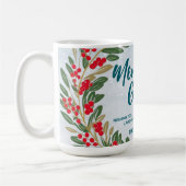 Elegante Rode Krans Holly Berries Gouden vrolijke  Koffiemok (Links)