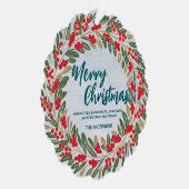 Elegante Rode Krans Holly Berries Gouden vrolijke  Ornament Kaart (Rechts)