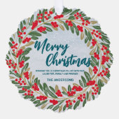 Elegante Rode Krans Holly Berries Gouden vrolijke  Ornament Kaart (Voorkant)