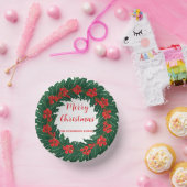 Elegante rode krans Holly Berries Kerst Groen Papieren Kommen (Feest)