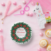 Elegante rode krans Holly Berries Kerst Groen Papieren Kommen (Feest)