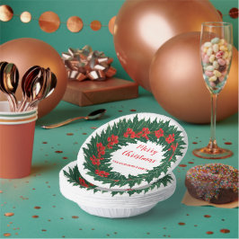 Elegante rode krans Holly Berries Kerst Groen Papieren Kommen