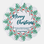 Elegante rode krans Holly bessen vrolijke kerstboo Ornament Kaart (Achterkant)