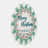 Elegante rode krans Holly bessen vrolijke kerstboo Ornament Kaart (Rechts)