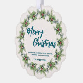 Elegante rode krans Holly bessen vrolijke kerstboo Ornament Kaart (Links)