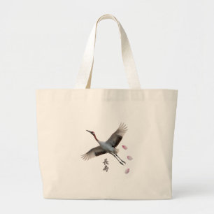 Elegante Rode Kroon Kraan Kunstprint Grote Tote Bag