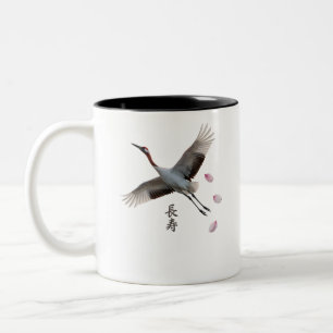 Elegante Rode-Kroon Kraanvogel Kunstprint Tweekleurige Koffiemok