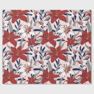 Elegante Rode Lelie Botanische Bloemencadeau & Amb Cadeaupapier