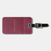 Elegante rode leren look bagagelabel (Voorkant horizontaal)
