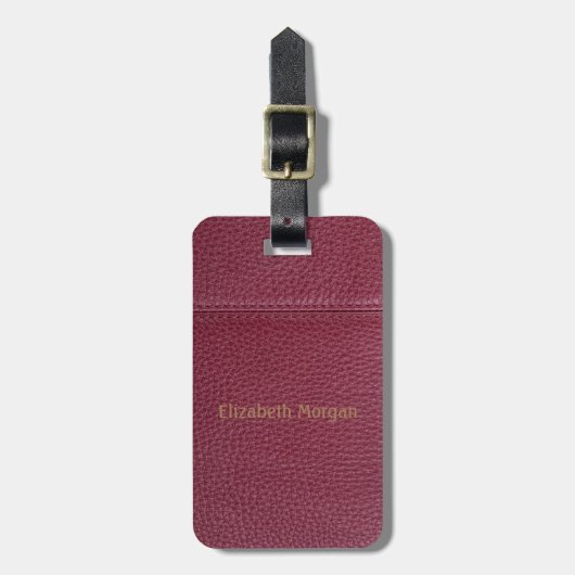Elegante rode leren look bagagelabel (Voorkant verticaal)
