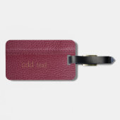 Elegante rode leren look bagagelabel (Achterkant horizontaal)