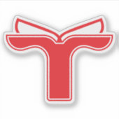 Elegante Rode Letter T Monogram Sticker (Voorkant)