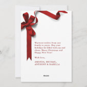 Elegante rode lint foto feestdagenkaart (Achterkant)