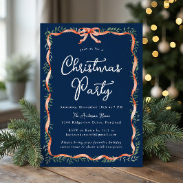 Elegante Rode Lint Groene Navy Kerstfeest Kaart