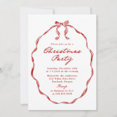 Elegante Rode Lint Kader Kerstfeest Kaart (Voorkant)