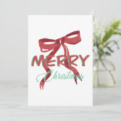 Elegante Rode Lint Kerstkaart Kaart (Staand voorkant)