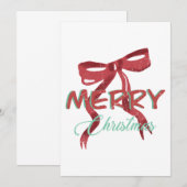 Elegante Rode Lint Kerstkaart Kaart (Voorkant / Achterkant)