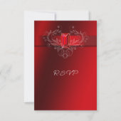 Elegante rode lint Ruby bruiloft Kerstmis RSVP Kaartje (Voorkant)