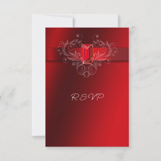 Elegante rode lint Ruby bruiloft Kerstmis RSVP Kaartje (Voorkant)