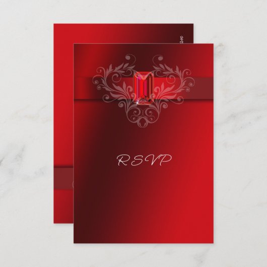 Elegante rode lint Ruby bruiloft Kerstmis RSVP Kaartje (Voorkant / Achterkant)