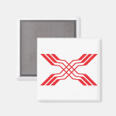 Elegante Rode Lintlijn Letter X Monogram Magneet (Voorkant / Achterkant)
