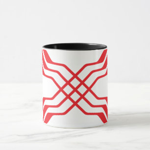 Elegante Rode Lintlijn Letter X Monogram Mok