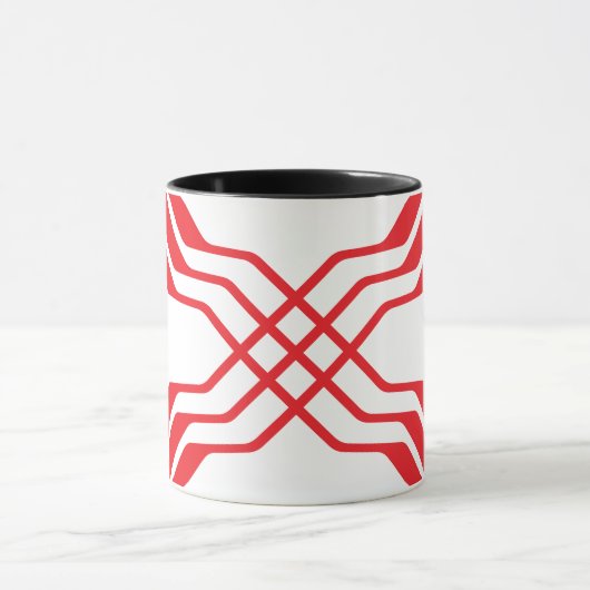 Elegante Rode Lintlijn Letter X Monogram Mok (Midden)